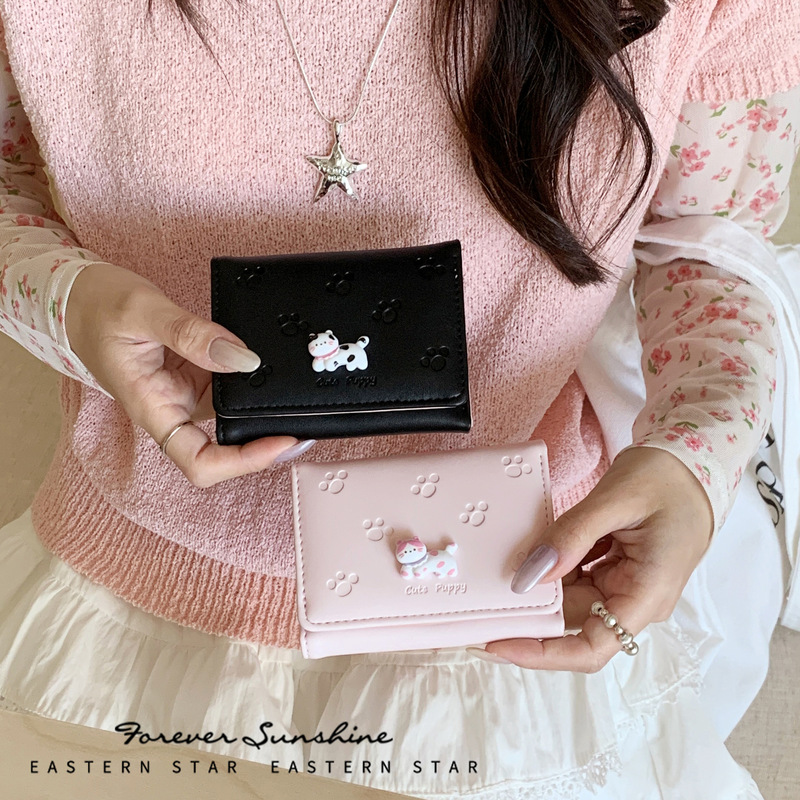 Cat paw prints~Women's wallet and card holder, fresh and cute 70% off cartoon student cute coin purse, in stock for wholesale