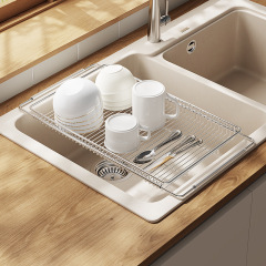 Cross-border sink drain basket dishwashing pool drain bowl rack extendable stainless steel bowl dish kitchen storage rack water filter storage
