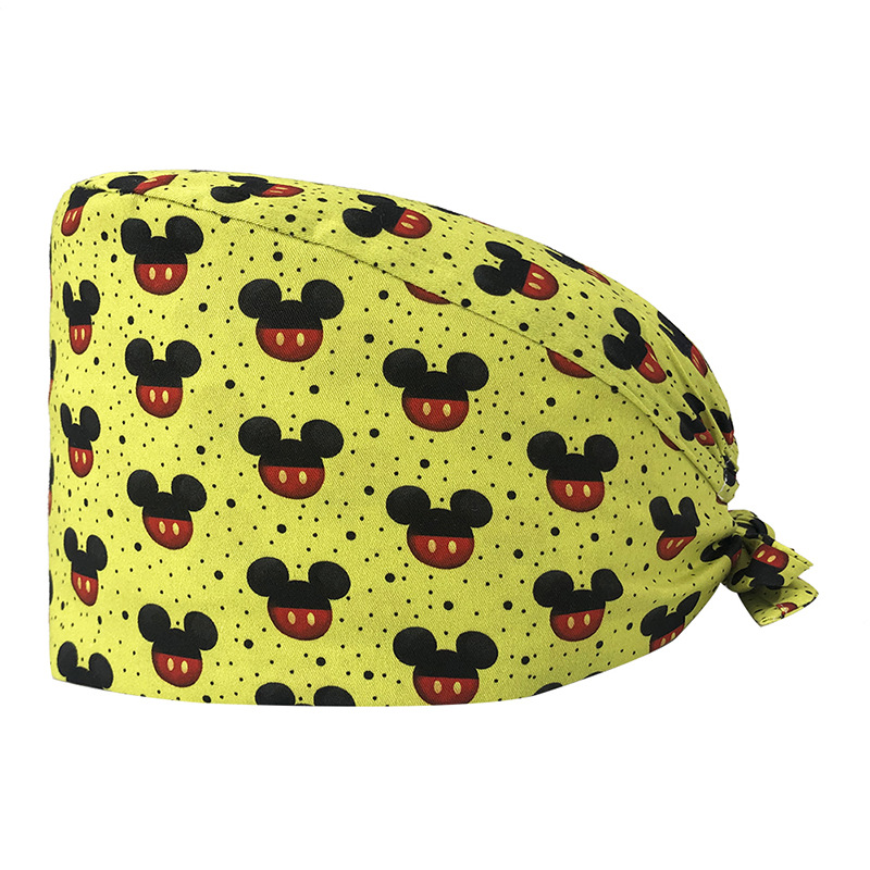 Venta caliente de Europa y América Mickey casquillo de la enfermera médico tapa de impresión de algodón puro sombrero de trabajo de exportación de comercio exterior en la acción al por mayor
