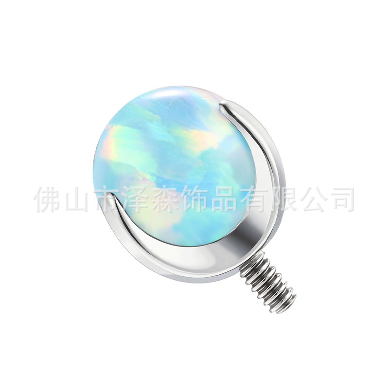 F136 Titanium Three-Claw Opal Tongue Barbell - 5mm Head 12G Thread Body Piercing Jewelry detail image 7