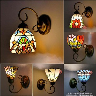 European Retro Cafe Personalized Creative Wall Lamp Tiffany Bronze Bedroom Bedside Lamp Aisle Corridor Balcony