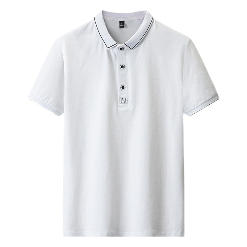 Polo de algodón de manga corta para hombre, estilo coreano, con solapa, color liso, camiseta informal de negocios, camisa base fina de media manga.