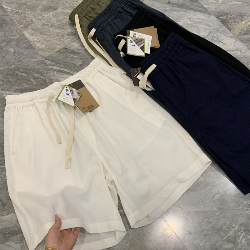 70% Cotton + 30% Linen! Lightweight and Breathable! Island Country Technology Fabric Casual Versatile Summer Breathable Loose Casual Shorts