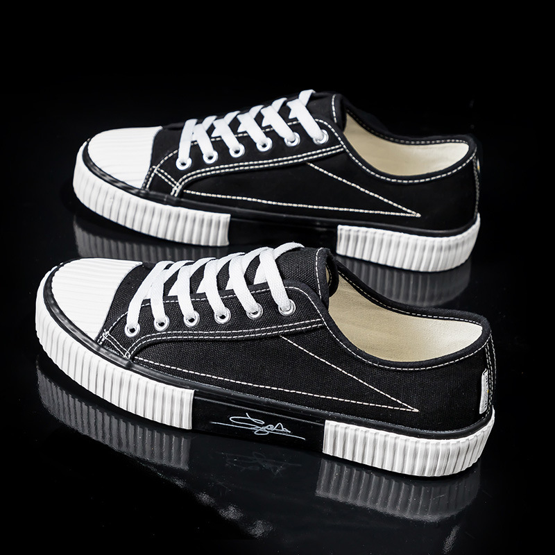 Canvas men's biscuit shoes, 2024 autumn new Korean version versatile Harajuku ulzzang breathable student ins board shoes_voghion.com