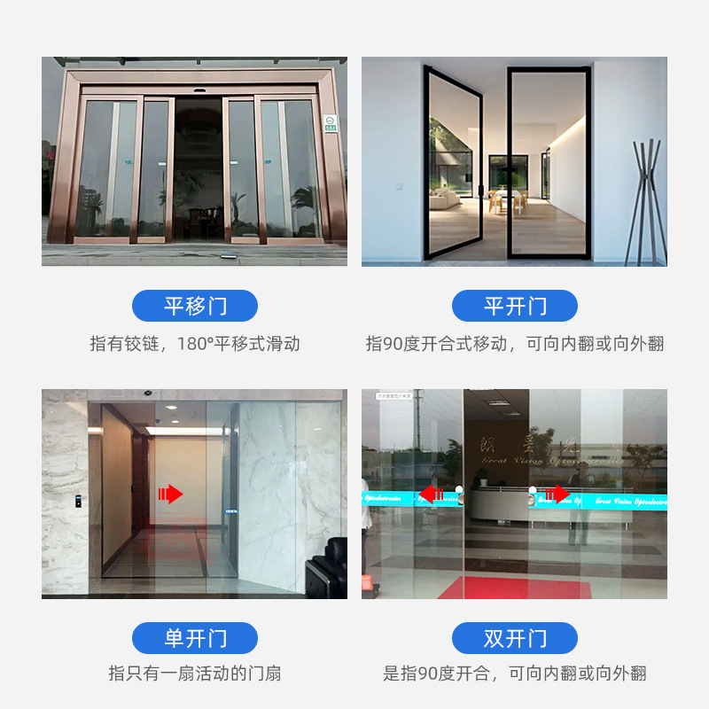 湖南玻璃感应门全套铝合金型材感应门办公门禁自动单双平移感应门