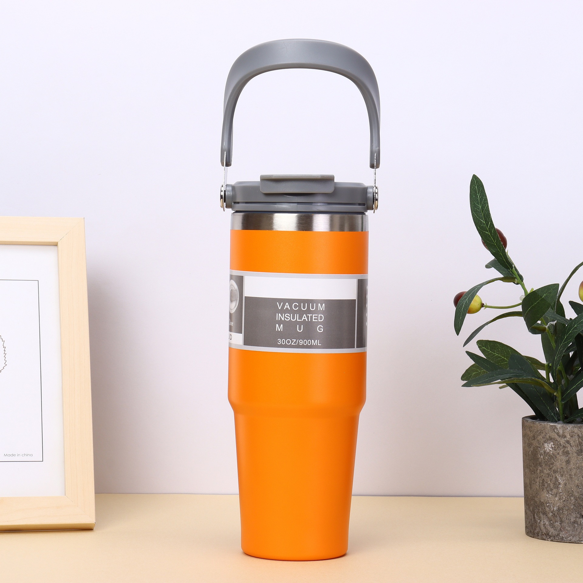 Explosión transfronteriza gradiente 30oz taza de automóvil portátil de gran capacidad con paja 304 taza de aislamiento al vacío de acero inoxidable