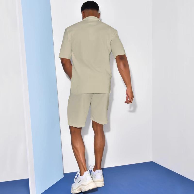 Women's, Men's Gender Vacation Style Casual Women's Men's Vacation Solid Color Linen Polyester Shorts Sets Pant Co-ord Set Shorts
