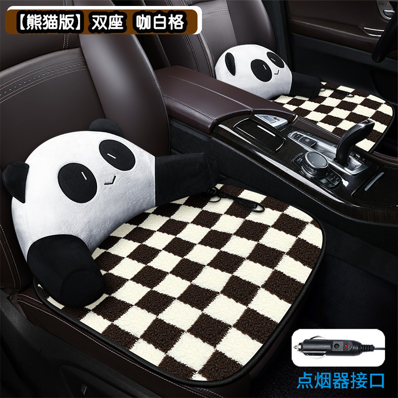 卸売り棋盤格加熱クッション自動車クッションクロスボーダー漫画花羊小毛内装用品冬シングルクッション|undefined