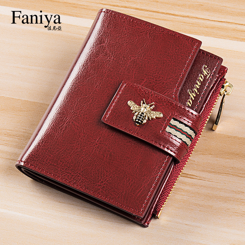 Fani Ya Women's Wallet Short Genuine Leather Folding 2021 New Fashion Small Wallet Wallet Women's Card Bag