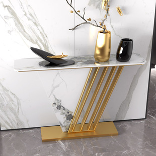 Modern minimalist and light luxury entrance table cabinet to the wall decoration stainless steel case new Chinese art