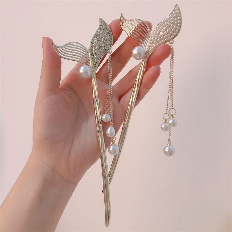 Cola de sirena borla perla horquilla girl estilo antiguo horquilla nueva estilo chino nicho diseño de alta gama accesorios para el cabello
