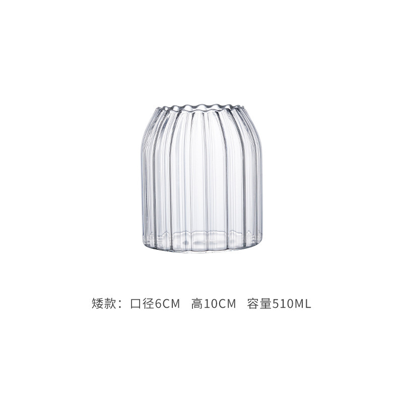 Insfeng estilo coreano rayas verticales tazas de vidrio resistentes al calor de alto valor nominal tazas de té de frutas frías tazas de agua tazas de café de jugo de fruta