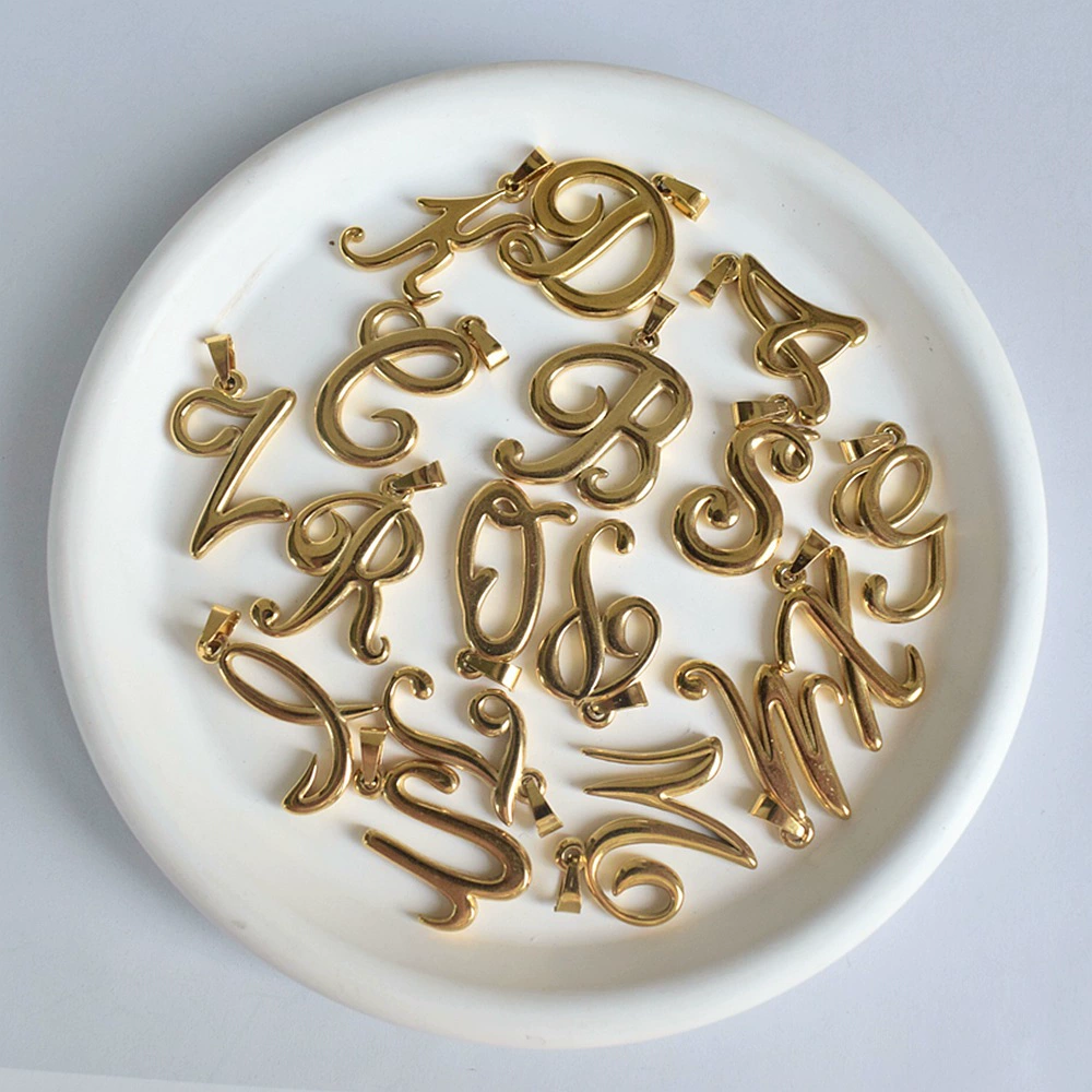 Подвеска из нержавеющей стали с покрытием из 18-каратного золота, винтажная, с персонализированным английским инициалом, ретро и изысканная.