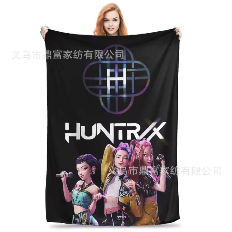跨境法兰绒毛毯K Pop Demon Hunters Team Anime数码印花毛毯盖毯|undefined