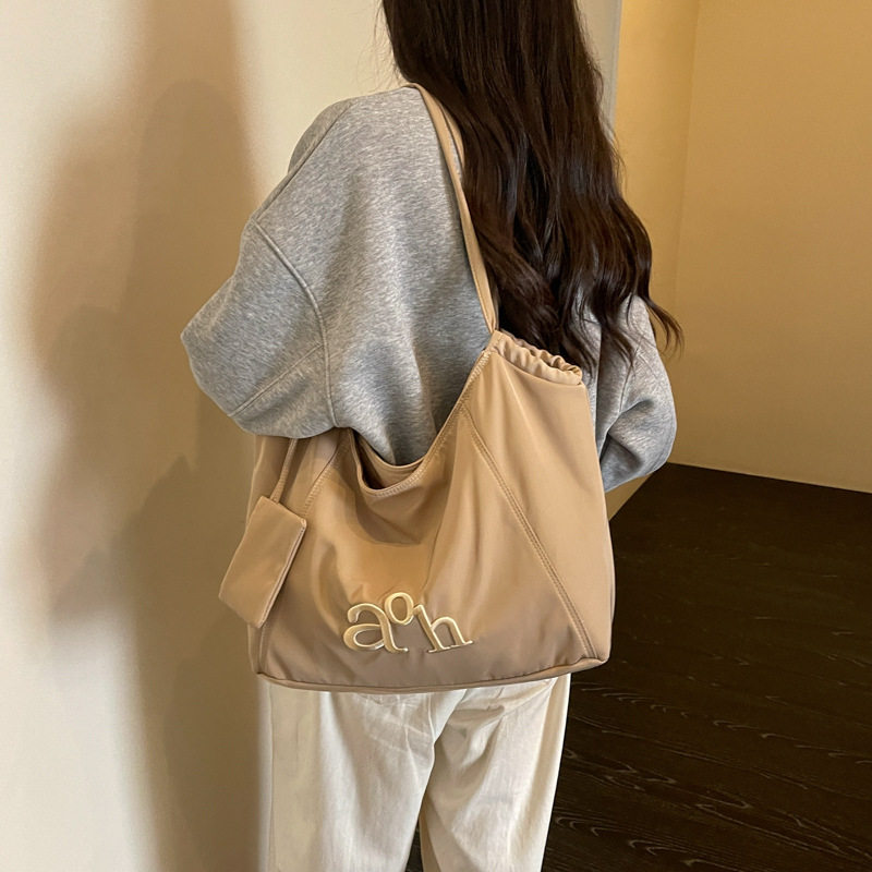 Túi tote nữ vải , túi đeo vai đựng đồ lớn cho sinh viên đi học — màu cà phê, màu kaki, xanh lá cây, đen chi tiết 24