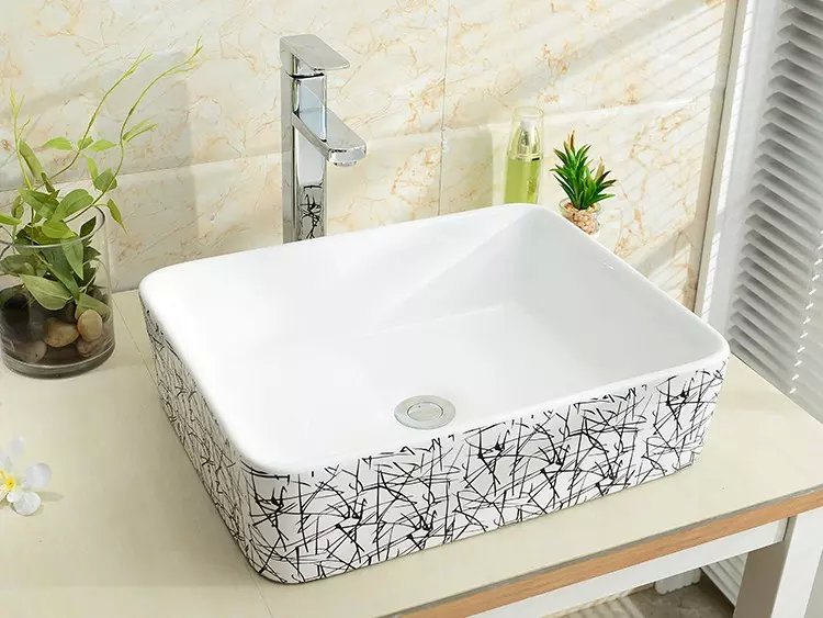 Mesa redonda cuenca balcón cuadrado lavabo de cerámica lavabo de color lavabo de oro Cuenca del arte