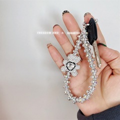 鑲鑽愛心小熊手機掛繩短款手提手機鏈女手腕掛飾掛鏈閃鑽手機殼女