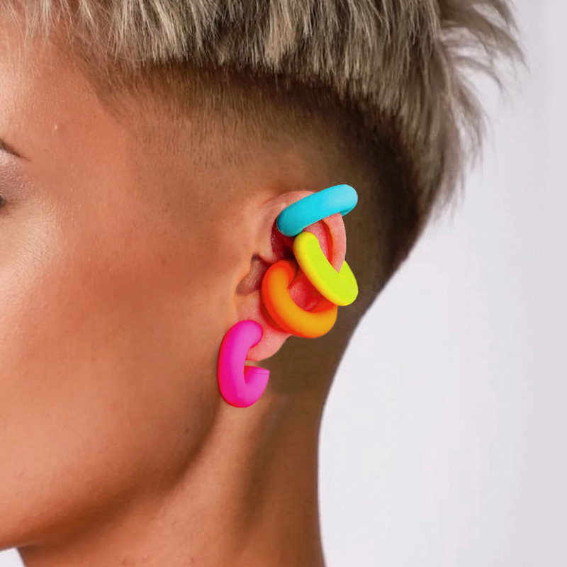 8g Weight Ear Cuffs Classification 1 Piece Quantity Holiday, Daily Occasion Acrylic Material C Shape Pattern Unisex Gender Plating Design Sweet Style 1 Piece Sweet C Shape Plating Arylic Ear Cuffs 无