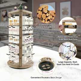 实木多层饰品收纳整理架木质可旋转珠宝展示架桌面夜市摆摊架