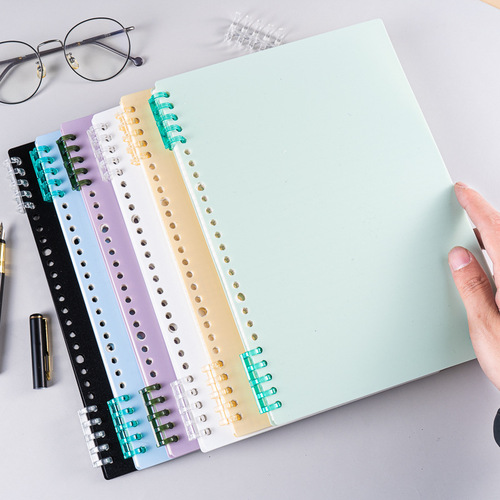 Factory direct sales a4 loose-leaf book cover diy homemade plastic cover 30 holes a5 frosted pp loose-leaf book cover