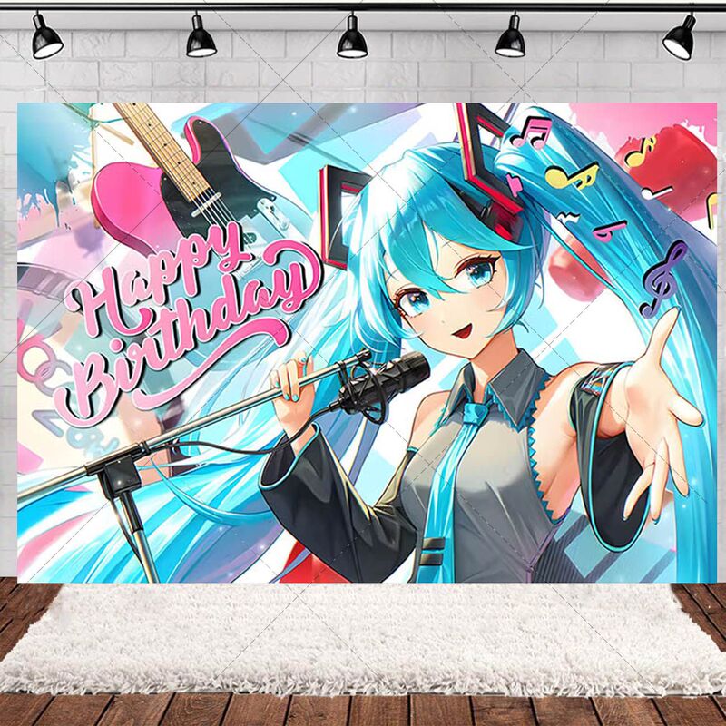Amazon's New Hatsune Miku Girl Children's Birthday Party Photography Background Cloth Scene Decoration Banner