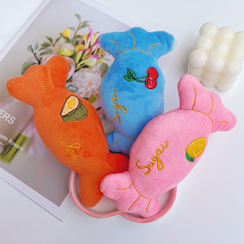 Mascota perro molar gato auto-Hola alivio congestión mordedura-resistente caramelo de peluche sonido peluche juguete alivio congestión artefacto suministros
