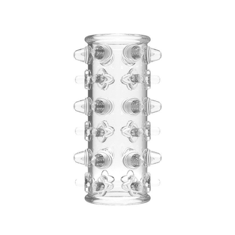 Explorer Spiked Lock Ring Foreskin Barrier Set, TPE Manual Delay Ring, Transparent Black — detail image 9