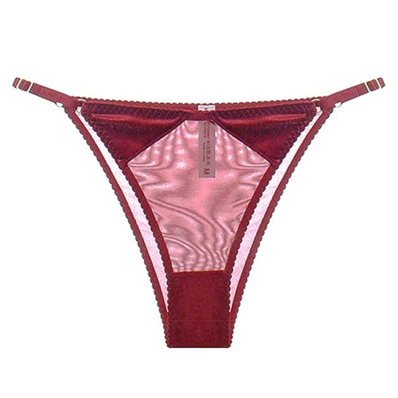 Cross-Border Sexy Underwear Thin Velvet Spliced ​​Mesh Underwear T-Pants Pure Cotton Crotch Low-Waist Briefs
