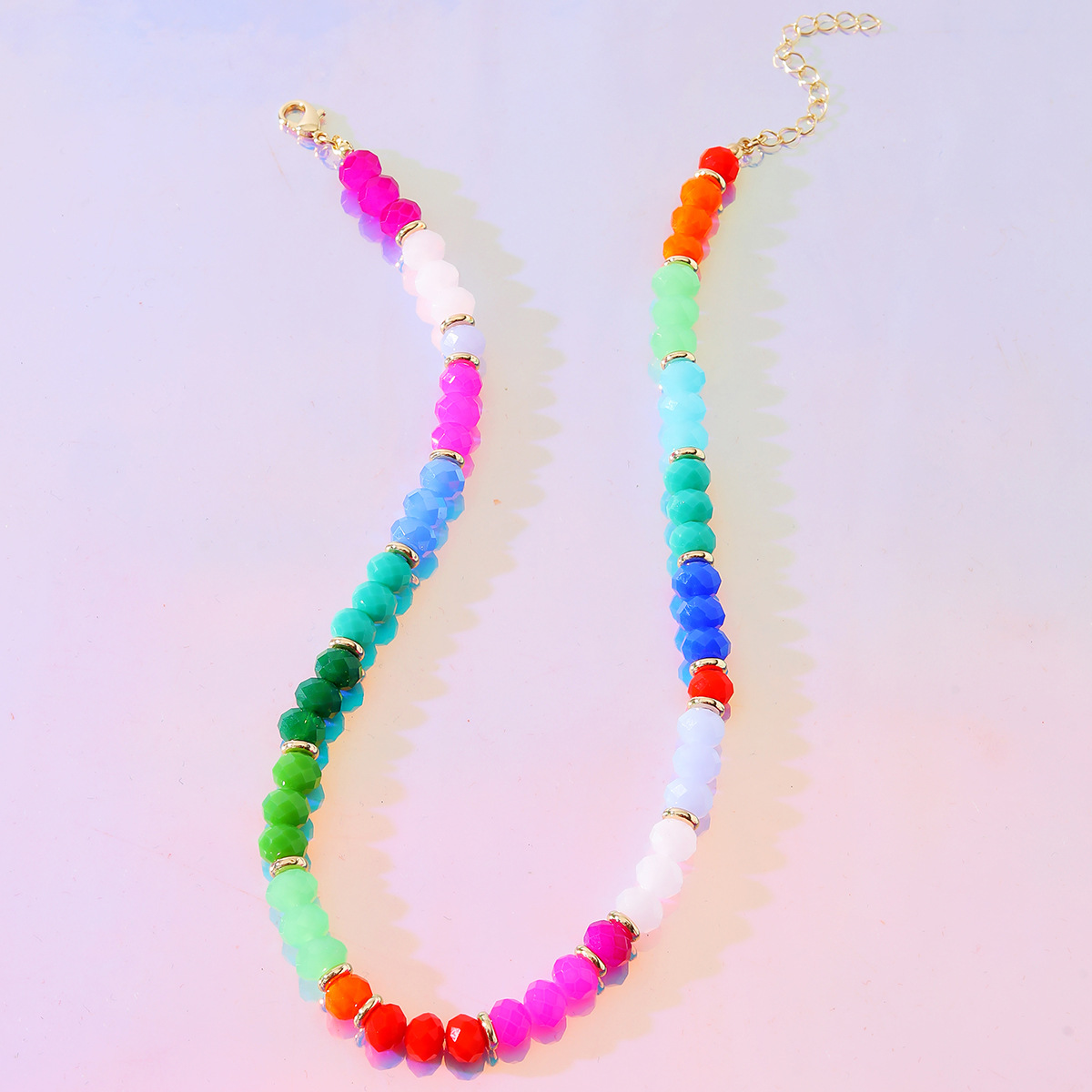 Mode Schmuck Kontrast Farbe Multi-farbe Perlen Legierung Halskette display picture 2