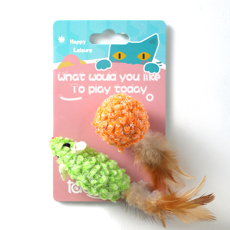 Pipetao nuevo juguete para mascotas divertido gato campana suministros para mascotas nuevo clang ratón cola pluma juguete