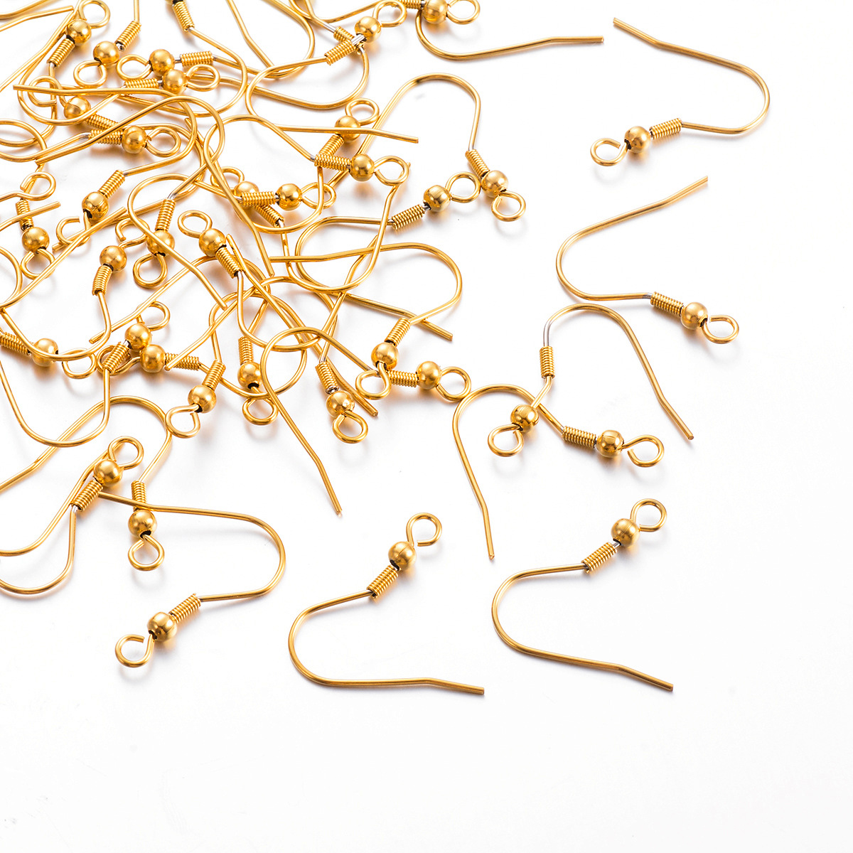 201 Stainless Steel Material 100 PCS/Package Stainless Steel Solid Color Hook Earring Findings Simple Style