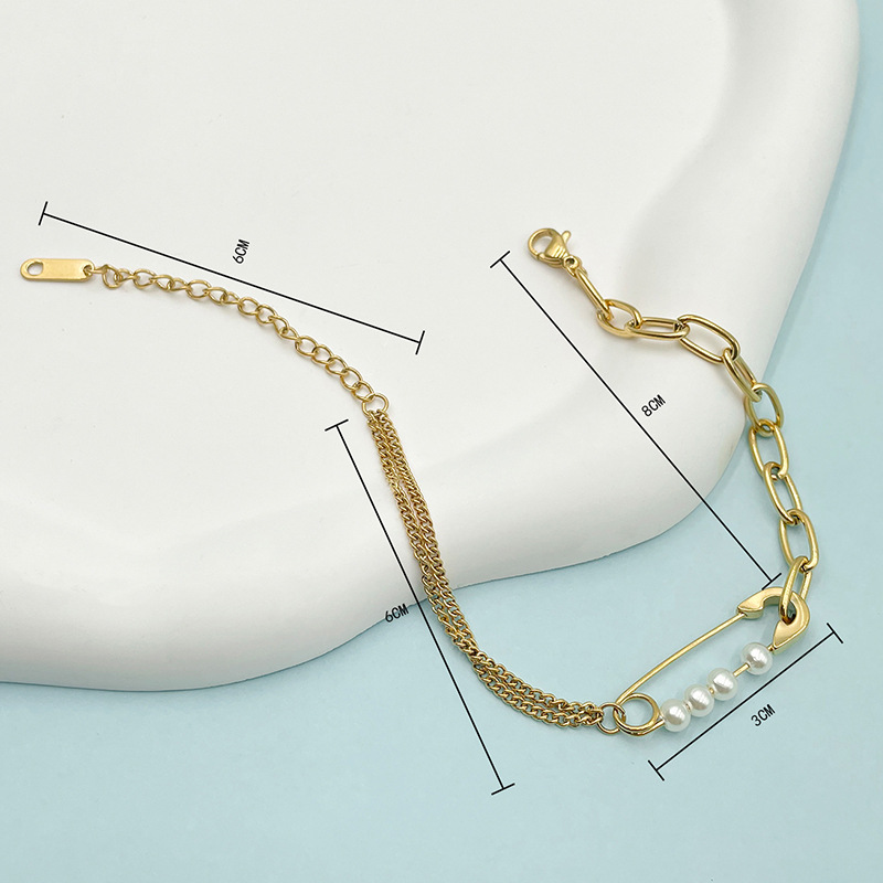 Simple Style Geometric Stainless Steel Plating Artificial Pearls Bracelets