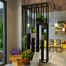 现代简约铁艺屏风客厅绿植装饰架办公室餐厅创意隔断花架展示架