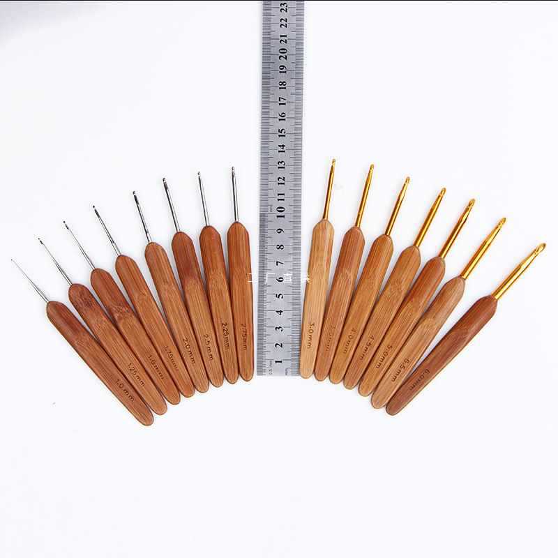 A5L Bamboo Handle Crochet Hook Knitting Tool Sweater Needle Round Head Carbonized Crochet Hook Bamboo Hook Single