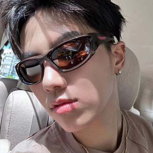  cross-border new Y2K trendy sports glasses internet celebrity same fashion colorful cat eye cycling sunglasses for men and women