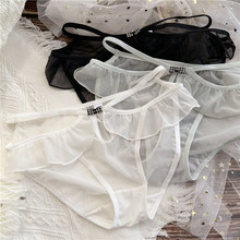 【80-120斤】0478可爱甜心荷叶边网纱侧开镂空可爱性感低腰女内裤