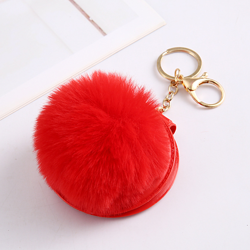 Fashion Round Pu Leather Alloy Plush Plating Bag Pendant Keychain display picture 3