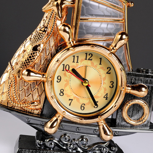 Creative smooth sailing desk clock European retro alarm clock home furnishings clock decoration student bedside alarm clock