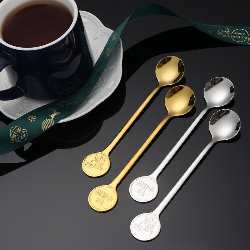 304 Stainless Steel Honey Stirring Spoon, Household Spoon, Small Spoon, Long Handle Cup Spoon, Milk Tea Spoon, Gift Tableware, Western Style