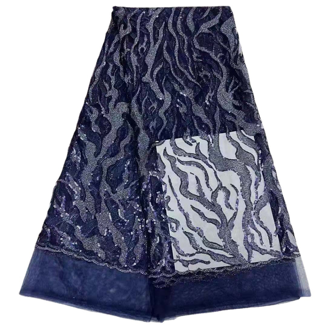 Nueva malla oscuro patrón de lentejuelas bordado accesorios de encaje de Europa y América no-vestido de fiesta de la boda tela de encaje JX1847 image 7