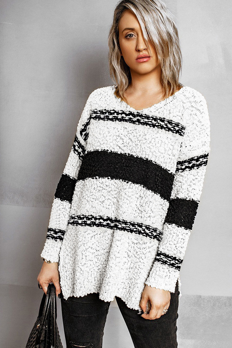 thick loose striped long-sleeved sweater nihaostyles wholesale clothing NSQSY85547