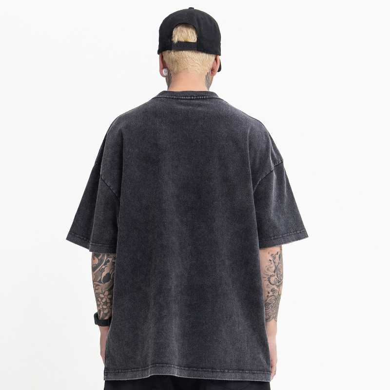 Ropa para Hombre FG | Camiseta de Manga Corta Holgada Vintage con Estampado de Tinta Hecha a Mano, Colorida, de Moda Urbana, Nueva Colección Primavera/Verano 2025 para Hombre