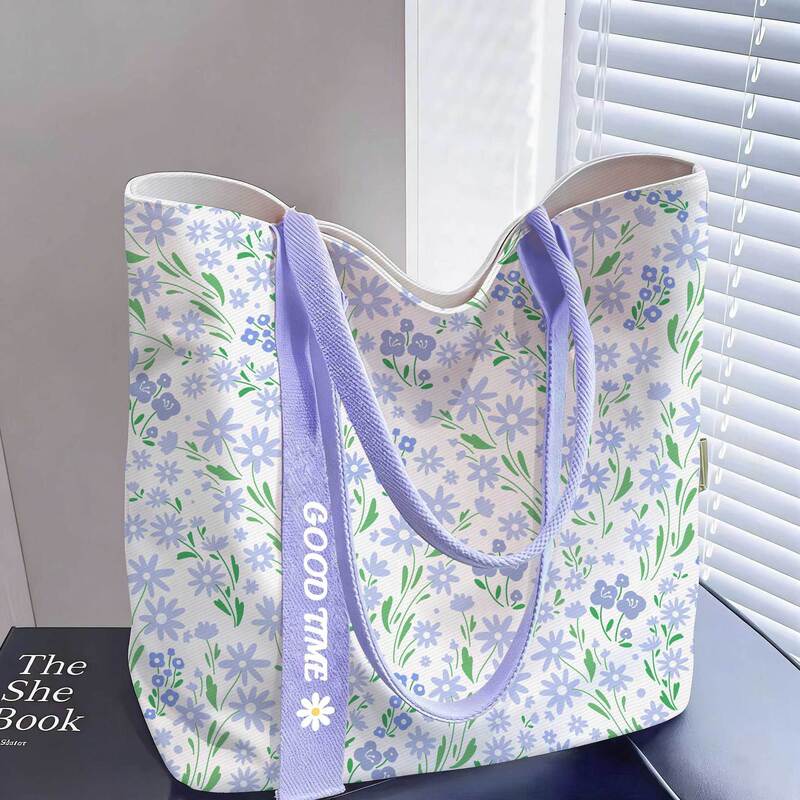 Gentle Purple Daisy Canvas Bag for Women, Large Capacity Student Class Tote Bag, Ins-Style Shoulder Bag, Canvas Bag Gentle Purple Daisy Canvas Bag for Women, Large Capacity Student Class Tote Bag, Ins-Style Shoulder Bag, Canvas Bag