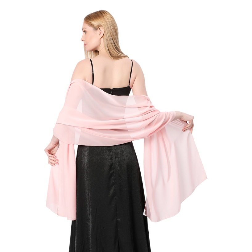 high quality Solid Color Chiffon Dinner Shawl Bride Bridesmaid Wedding Dress Cheongsam Party Shawl Scarf Dual-Use Women