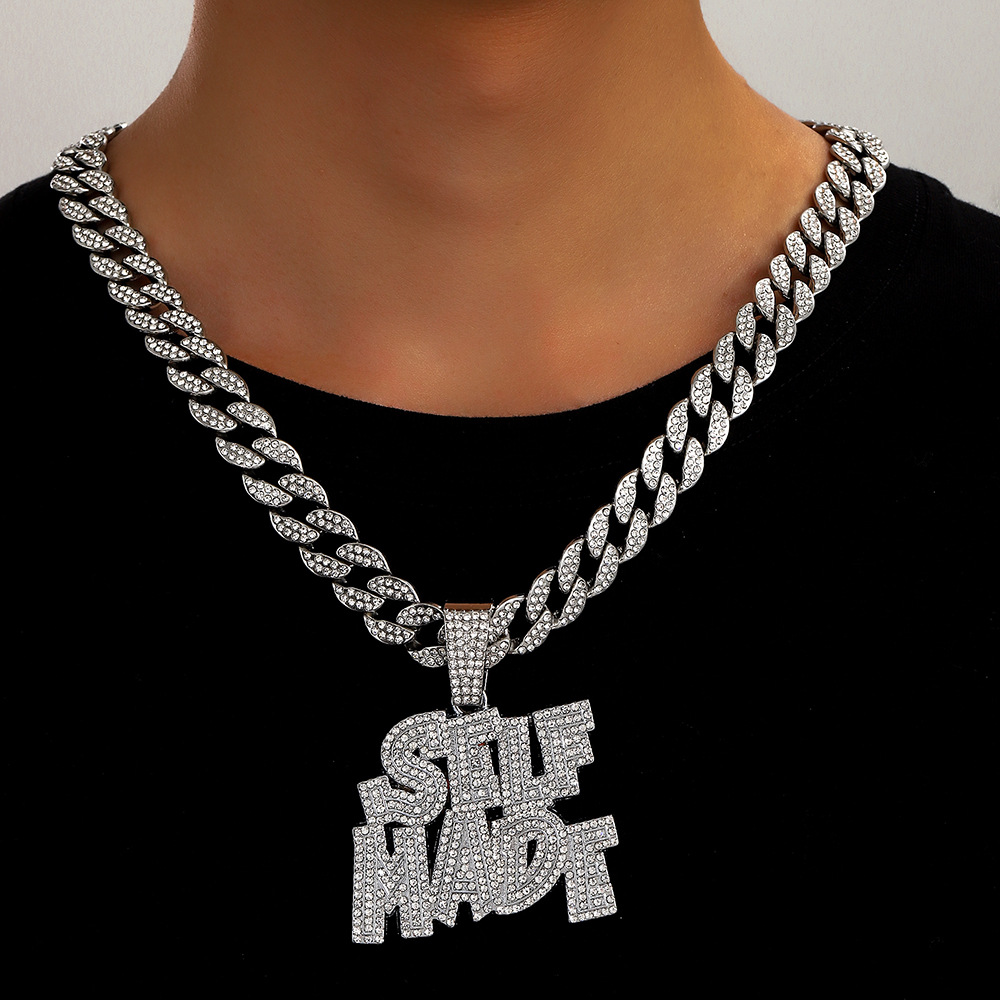 Hip-hop SELFPAID doble colgante de letras personalidad creativa moda masculina collar de hip-hop personalizado fabricante transfronterizo