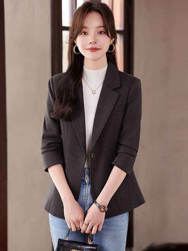 (2개) 다크 브라운 작은 세트 재킷 여성의 2024 가을 새로운 패션 작은 우아한 통근 짧은 세트 탑