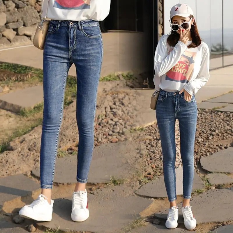 Jeans for Women, Elastic, Spring, Autumn and Summer, High-Waisted, Slim, Tall, Versatile, Tight-Fitting, Nine-Point Pencil Pants for Small Feet Jeans for Women, Elastic, Spring, Autumn and Summer, High-Waisted, Slim, Tall, Versatile, Tight-Fitting, Nine-Point Pencil Pants for Small Feet