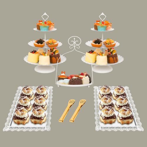 Tabla de postres estante de exhibición estante de pasteles de postre bandeja de pasteles de comida fría estante de mesa de descanso estante de té de la tarde estante de refrigerio image 7
