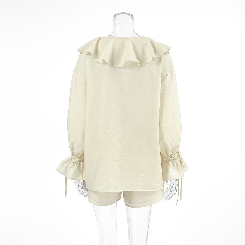 446g Weight Long Sleeve Sleeve Length Flat Yarn, Polyester Fabric Type Shorts Co-ord Set Sets Type 2 Pieces Set Quantity Holiday Occasion V Neck Neckline Comfort Function Regular Fit Fit Type Solid Color Pattern Summer Season Women's Gender Vacation, Simple Style Style Holiday Women's Vacation Simple Style Solid Color Flat Yarn Polyester Shorts Co-ord Set Shorts Sets 2