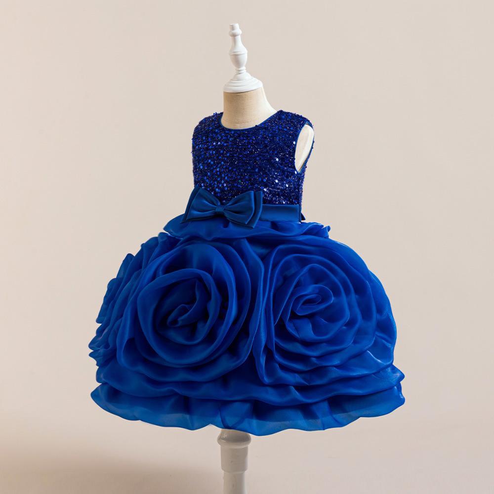 Verano nuevo brotes de flores vestidos de niñas sin mangas sequillas princesa de flores grandes elementos de flores vestidos de niñas